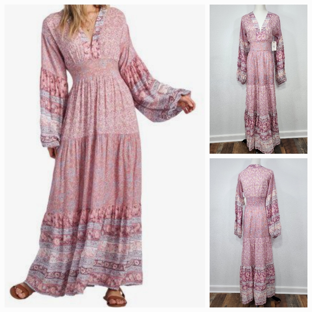 Billabong Maxi Dress Long Sleeve Size S